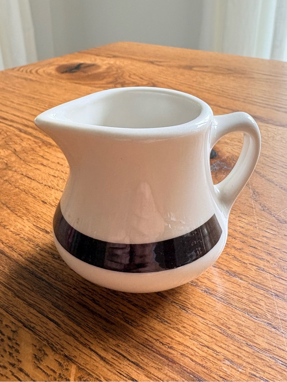 VTG Homer Laughlin White Ceramic Creamer w/ Brown Band